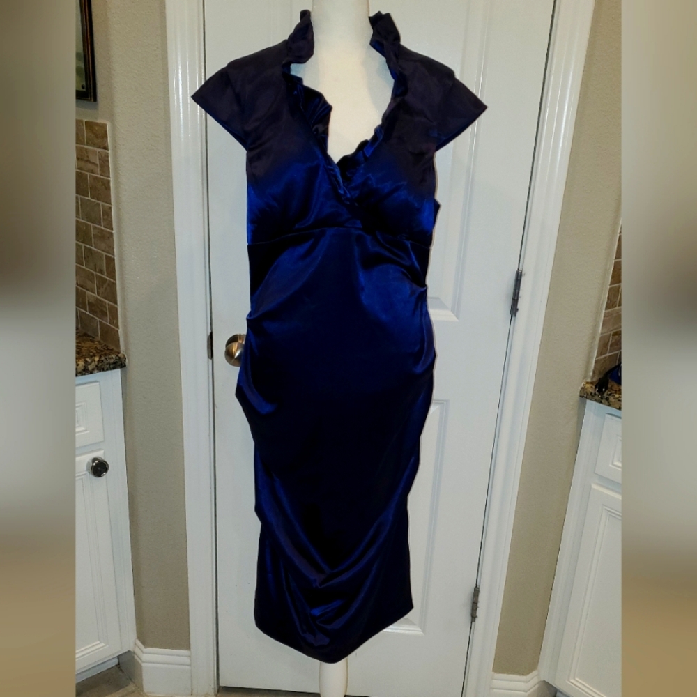 DJ-Jaz Blue Cocktail Party Dress, Form Fitting Midi, Women's size 16